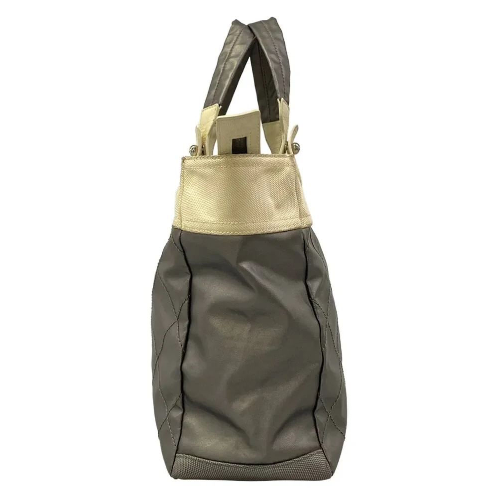 Chanel Paris Biarritz Tote MM Tote Bag Dark Gray Cream Coated Canvas Nylon